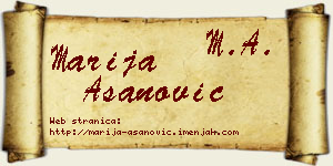 Marija Asanović vizit kartica